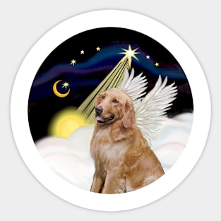 Golden Retriever Angel and Star Studded Sky Sticker